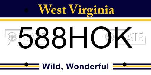 588HOK West Virginia License Plate