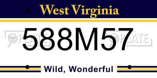 588M57 West Virginia License Plate