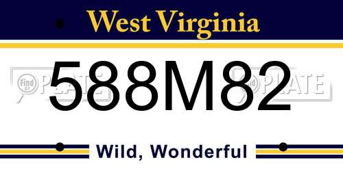 588M82 West Virginia License Plate