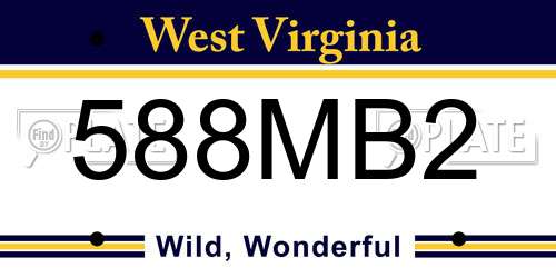 588MB2 West Virginia License Plate