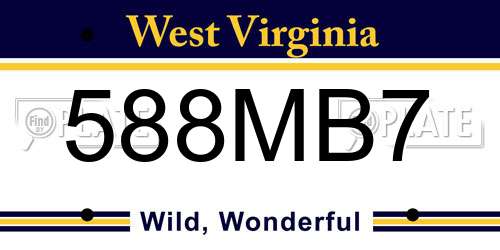 588MB7 West Virginia License Plate