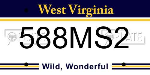 588MS2 West Virginia License Plate