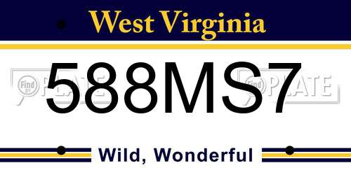 588MS7 West Virginia License Plate