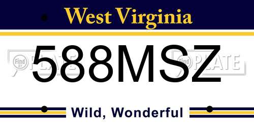 588MSZ West Virginia License Plate