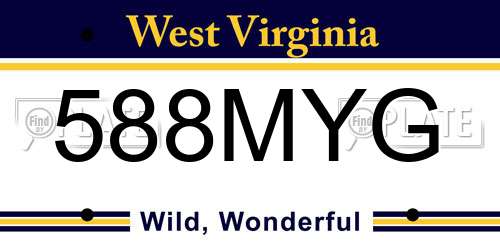 588MYG West Virginia License Plate