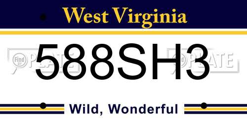 588SH3 West Virginia License Plate
