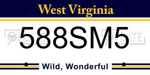 588SM5 West Virginia License Plate