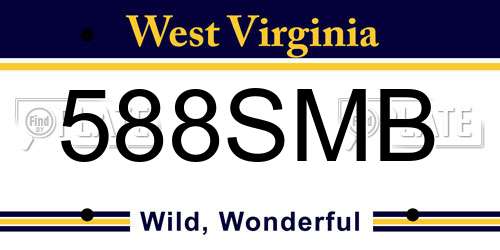 588SMB West Virginia License Plate