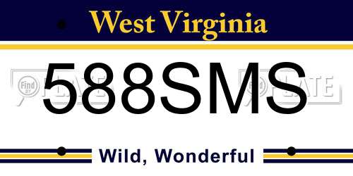 588SMS West Virginia License Plate