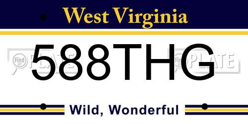 588THG West Virginia License Plate