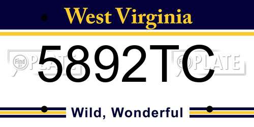 5892TC West Virginia License Plate
