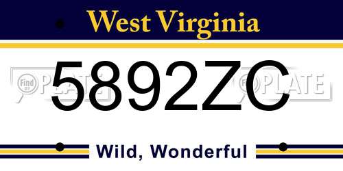 5892ZC West Virginia License Plate