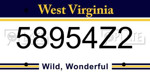 58954Z2 West Virginia License Plate
