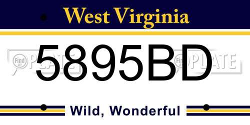 5895BD West Virginia License Plate