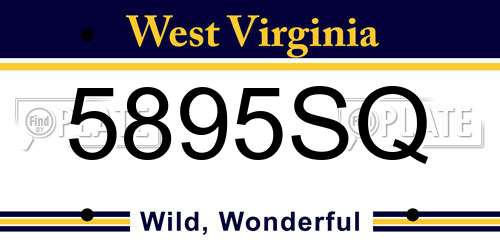 5895SQ West Virginia License Plate