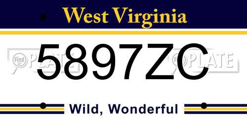 5897ZC West Virginia License Plate