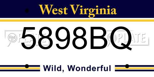 5898BQ West Virginia License Plate