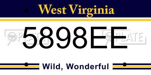 5898EE West Virginia License Plate