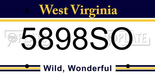 5898SO West Virginia License Plate