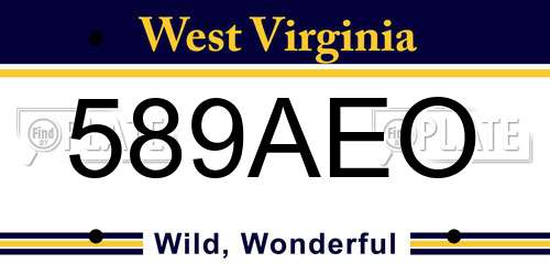 589AEO West Virginia License Plate