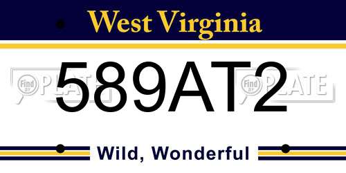 589AT2 West Virginia License Plate
