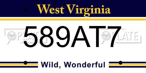 589AT7 West Virginia License Plate