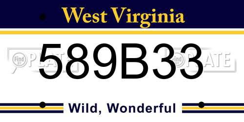 589B33 West Virginia License Plate