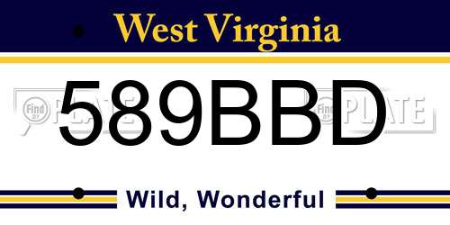589BBD West Virginia License Plate