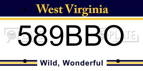 589BBO West Virginia License Plate