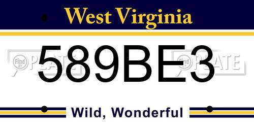589BE3 West Virginia License Plate