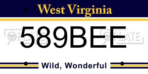 589BEE West Virginia License Plate