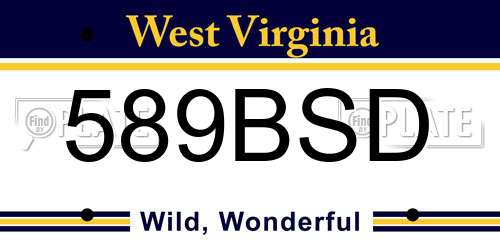 589BSD West Virginia License Plate