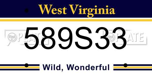 589S33 West Virginia License Plate