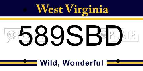 589SBD West Virginia License Plate