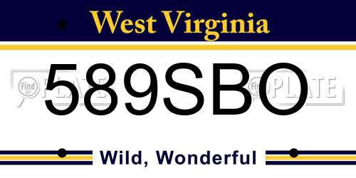 589SBO West Virginia License Plate