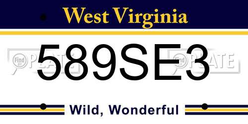 589SE3 West Virginia License Plate