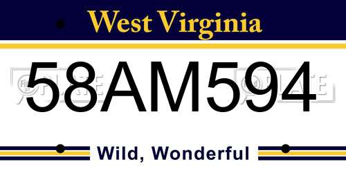 58AM594 West Virginia License Plate
