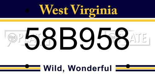 58B958 West Virginia License Plate