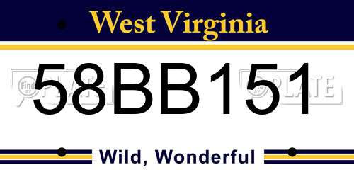 58BB151 West Virginia License Plate