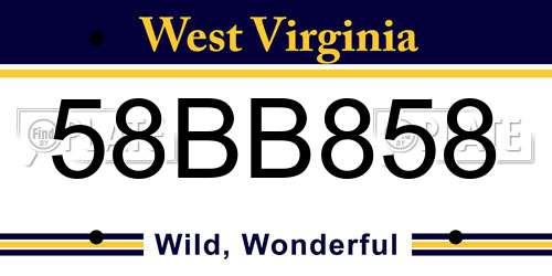58BB858 West Virginia License Plate