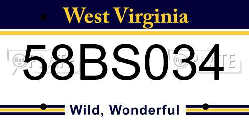 58BS034 West Virginia License Plate