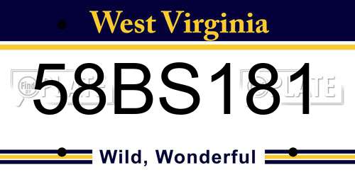 58BS181 West Virginia License Plate