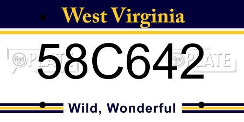 58C642 West Virginia License Plate