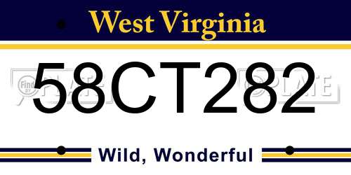 58CT282 West Virginia License Plate