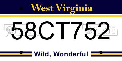 58CT752 West Virginia License Plate