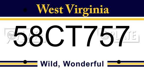 58CT757 West Virginia License Plate