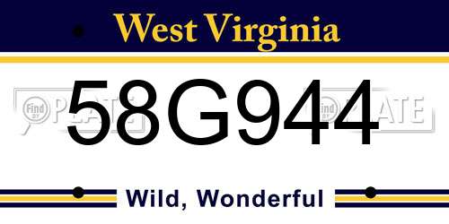 58G944 West Virginia License Plate