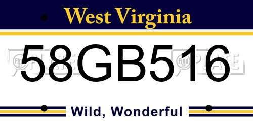58GB516 West Virginia License Plate