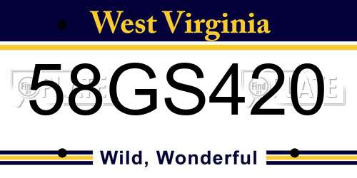 58GS420 West Virginia License Plate