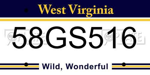 58GS516 West Virginia License Plate